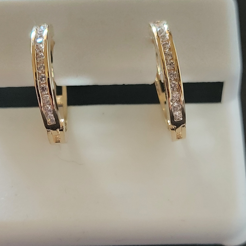 925 Sterling Silver Gold Plated Cz Earrings
